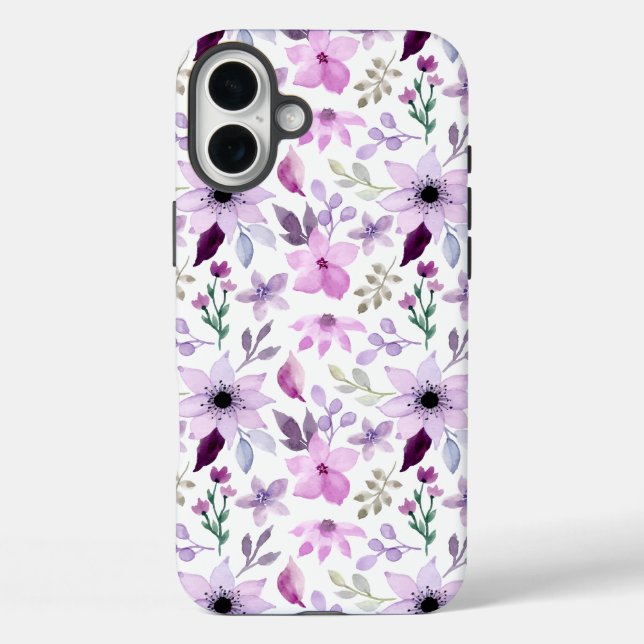 Elegant Pink and Purple Flower Pattern Case-Mate iPhone Case (Back)