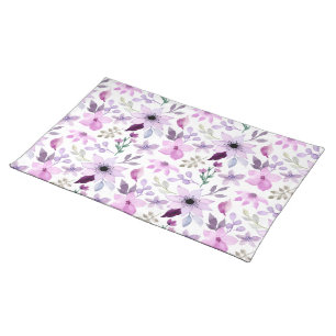 Elegant Pink and Purple Flower Pattern Cloth Placemat