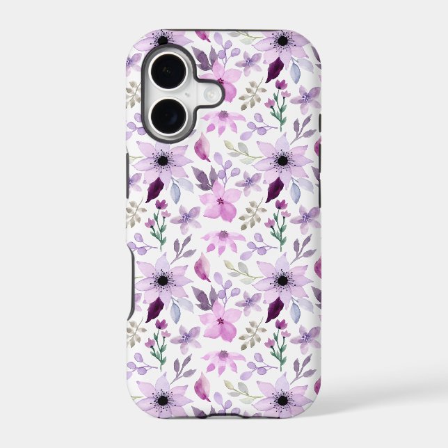 Elegant Pink and Purple Flower Pattern iPhone Case (Back)