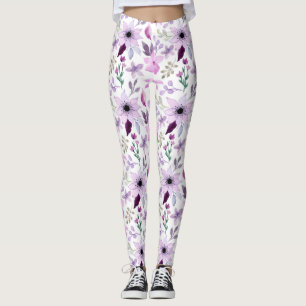 Elegant Pink and Purple Flower Pattern Leggings