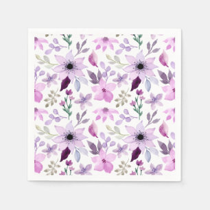 Elegant Pink and Purple Flower Pattern Napkins