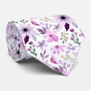 Elegant Pink and Purple Flower Pattern Neck Tie