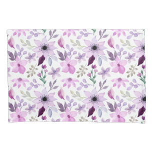 Elegant Pink and Purple Flower Pattern Pillow Case