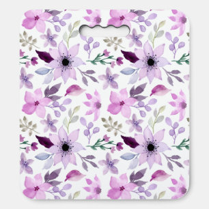 Elegant Pink and Purple Flower Pattern Seat Cushion