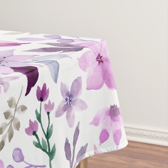 Elegant Pink and Purple Flower Pattern Tablecloth (In Situ)