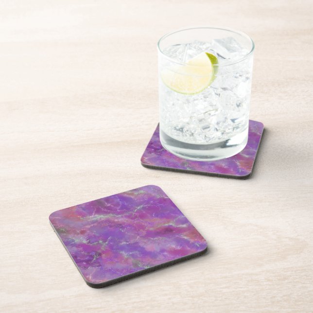Elegant Pink And Purple Marble Pattern  Beverage Coaster (Right Side)