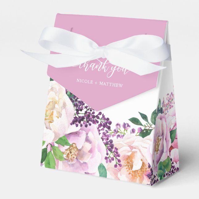 Elegant Pink and Purple Pastel Floral  Favor Box (Front Side)
