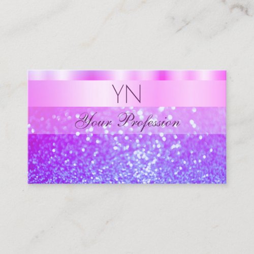 Elegant Pink and Purple Sparkling Glitter Monogram Business Card