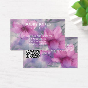 Elegant Pink and Purple Watercolor Floral QR code