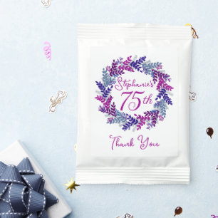 Elegant Pink and Purple Wreath 75th Birthday Hot Chocolate Drink Mix