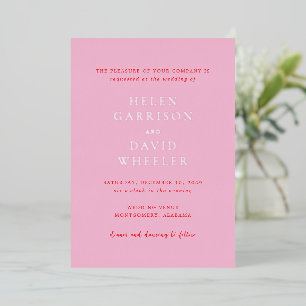 Elegant Pink and Red Classic Wedding Foil Invitation
