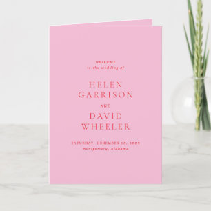 Elegant Pink and Red Classic Wedding Program