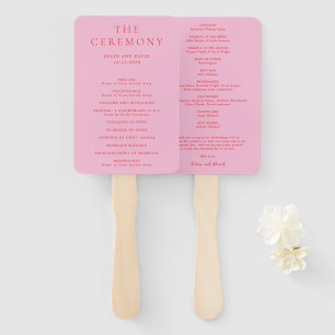 Elegant Pink and Red Classic Wedding Program Hand Fan