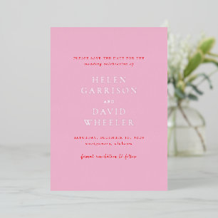 Elegant Pink and Red Classic Wedding Save the Date Foil Invitation