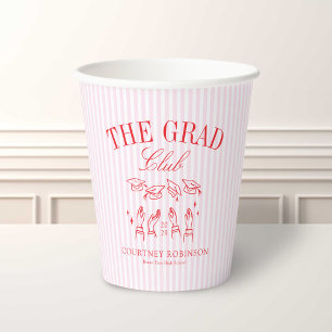 Elegant Pink and Red Grad Club Graduation Paper Cups