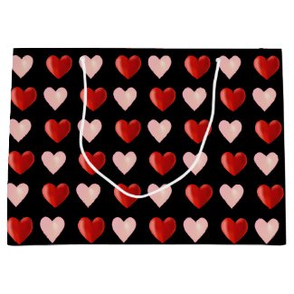 Elegant Pink and Red Hearts on Black