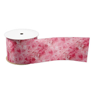 Elegant Pink And Red Hearts Ribbon 3" Wide