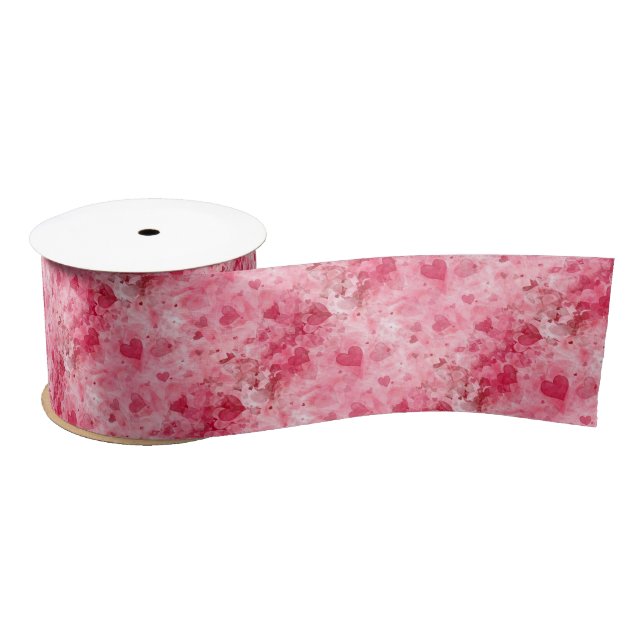 Elegant Pink And Red Hearts Ribbon 3" Wide (Spool)