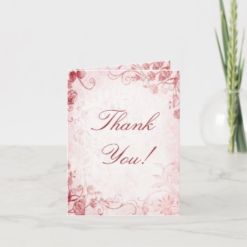 Elegant Pink And Red Vintage Wedding Thank You by Lasting__Impressions at Zazzle