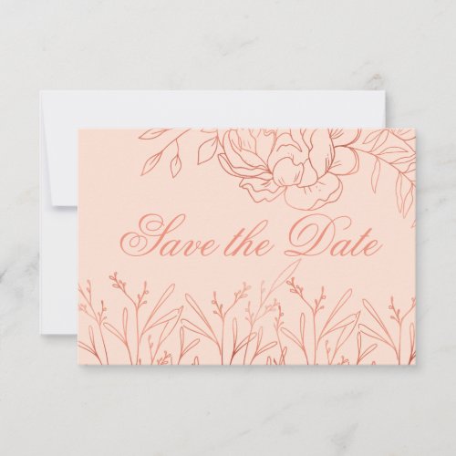 Elegant Pink and Rose Gold Fine Art Floral Save The Date