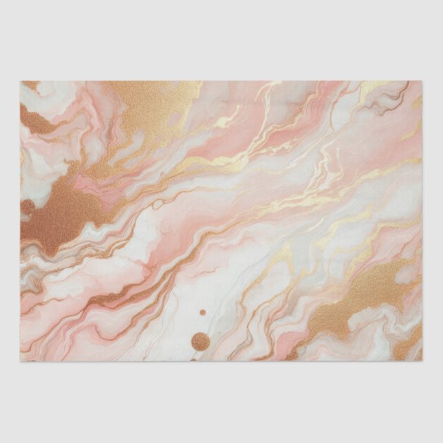 Elegant Pink and Rose Gold Foil Marble Tissue Paper (Front)