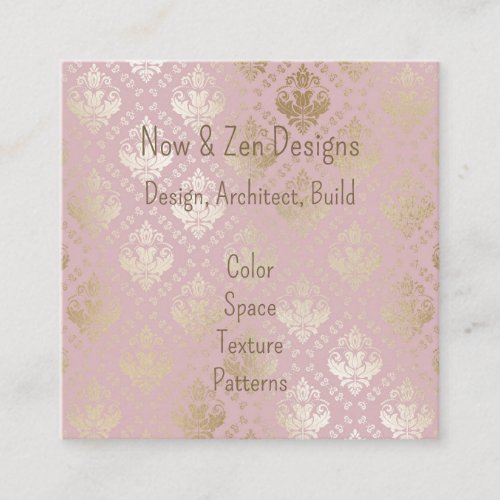 Elegant Pink and Rose Gold Square Business Card