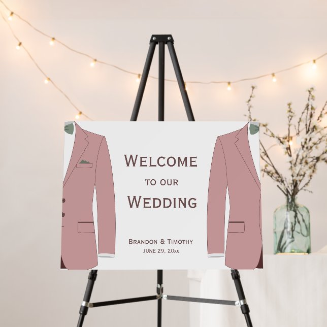 Elegant Pink And Sage Gay Wedding Foam Board (In Situ (Stand))