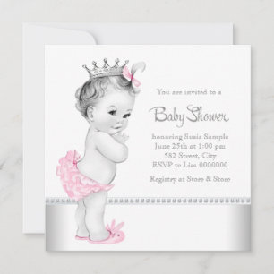 Elegant Pink and Silver Baby Shower Invitation