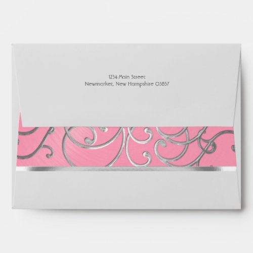 Elegant Pink and Silver Filigree Envelope