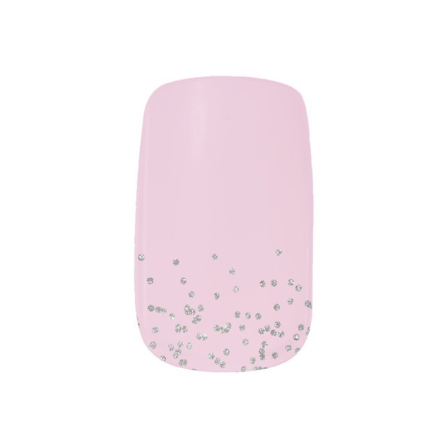 Elegant Pink and Silver Gems Minx Nail Art (Left Thumb)