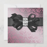 Elegant Pink And Silver Invite With Diamond Bow at Zazzle
