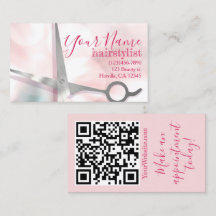 Elegant Pink and Silver Scissors Hairstylist