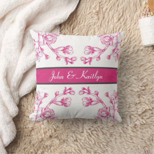 Elegant Pink and White Cherry Blossom Throw Pillow