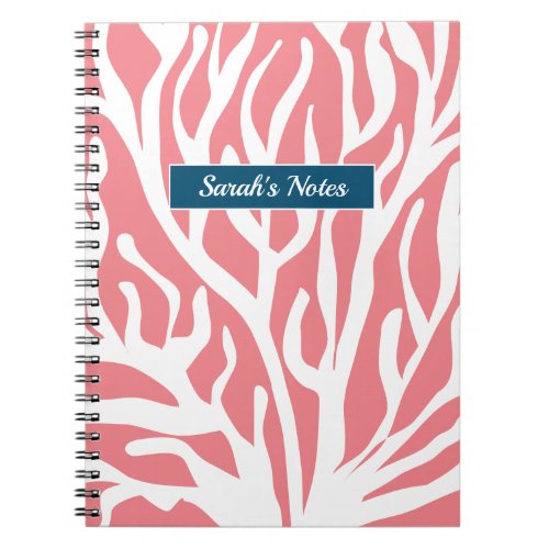 Elegant pink and white coral reef drawing custom notebook