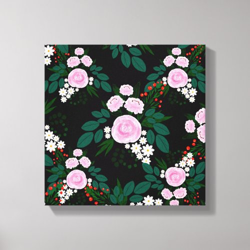 Elegant Pink and white Floral watercolor Paint Canvas Print