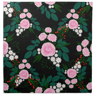 Elegant Pink and white Floral watercolor Paint Cloth Napkin