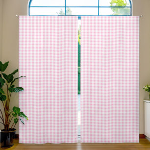 Elegant Pink and White Gingham Pattern Blackout Curtains