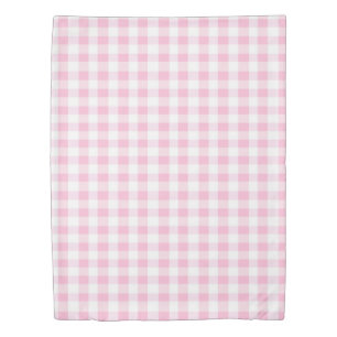 Elegant Pink and White Gingham Pattern Duvet Cover
