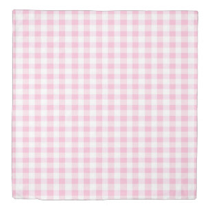 Elegant Pink and White Gingham Pattern Duvet Cover