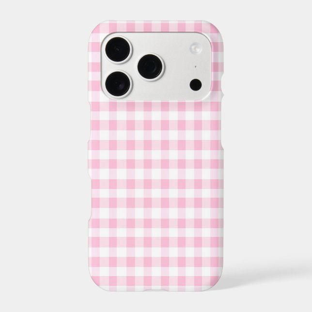 Elegant Pink and White Gingham Pattern  iPhone Case (Back)