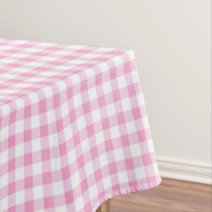 Elegant Pink and White Gingham Pattern Tablecloth
