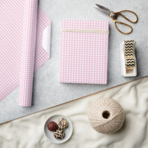 Elegant Pink and White Gingham Pattern  Wrapping Paper