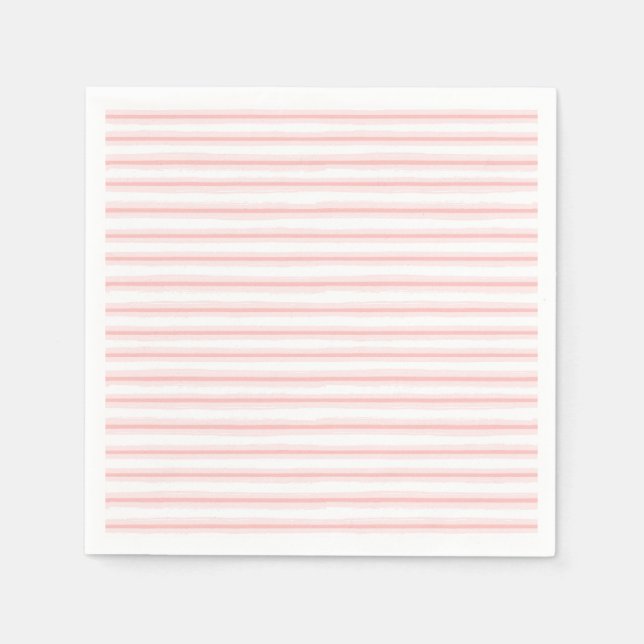 Elegant Pink and White Horizontal Stripes Pattern Napkins (Front)