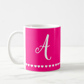 Elegant Pink and White Monogram Initial Coffee Mug