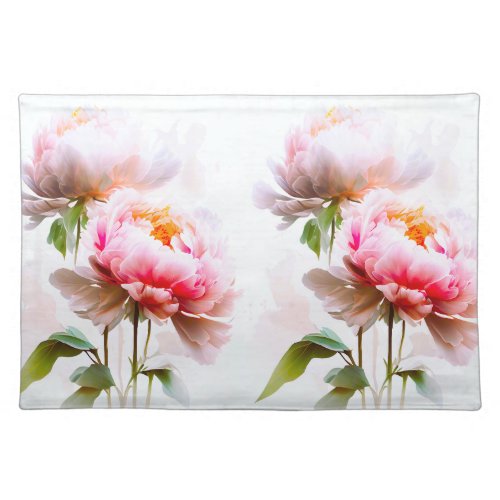 Elegant Pink And White Peonies flowers Cloth Placemat