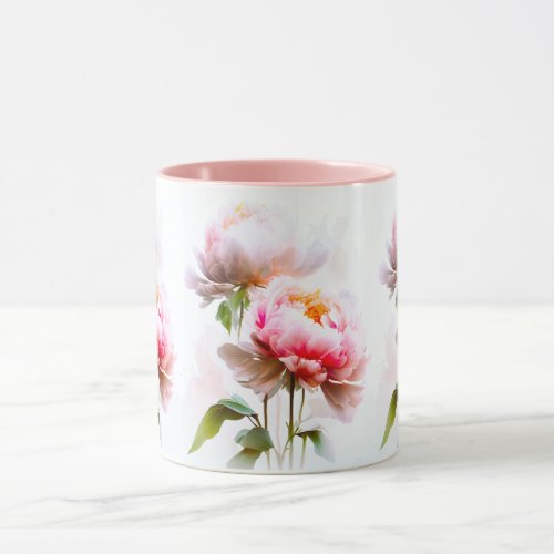 Elegant Pink And White Peonies flowers Mug