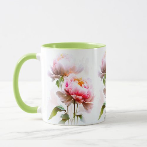 Elegant Pink And White Peonies flowers Mug