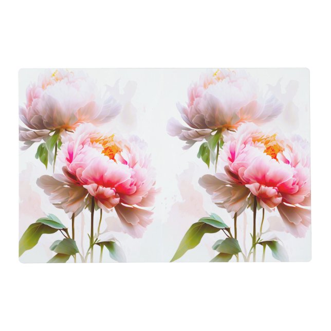 Elegant Pink And White Peonies flowers Placemat (Front)
