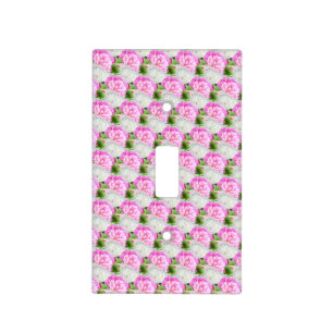 Elegant pink and white peony flower pattern light switch cover