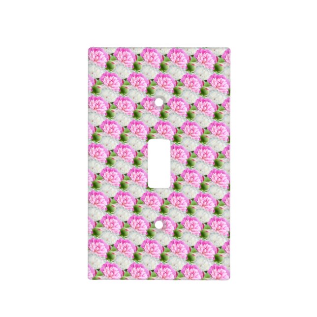 Elegant pink and white peony flower pattern light switch cover (Front)